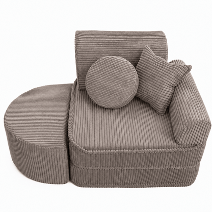MeowBaby Kindersessel 3-in-1 Max Ästhetik Cord - faltbare Kindercouch &amp; Spielmatratze - Classic Cord Edition