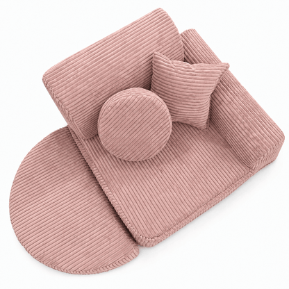 MeowBaby Kindersessel 3-in-1 Max Ästhetik Cord - faltbare Kindercouch &amp; Spielmatratze - Classic Cord Edition