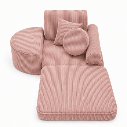 MeowBaby Kindersessel 3-in-1 Max Ästhetik Cord - faltbare Kindercouch &amp; Spielmatratze - Classic Cord Edition