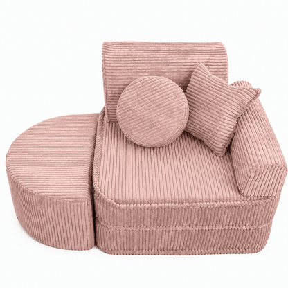 MeowBaby Kindersessel 3-in-1 Max Ästhetik Cord - faltbare Kindercouch &amp; Spielmatratze - Classic Cord Edition