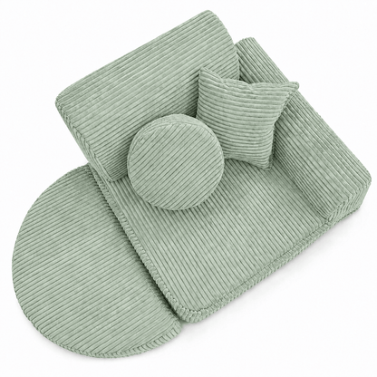 MeowBaby Kindersessel 3-in-1 Max Ästhetik Cord - faltbare Kindercouch &amp; Spielmatratze - Classic Cord Edition