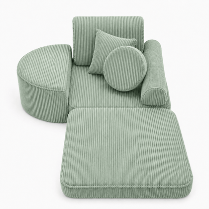 MeowBaby Kindersessel 3-in-1 Max Ästhetik Cord - faltbare Kindercouch &amp; Spielmatratze - Classic Cord Edition