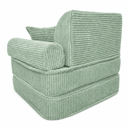MeowBaby Kindersessel 3-in-1 Max Ästhetik Cord - faltbare Kindercouch &amp; Spielmatratze - Classic Cord Edition