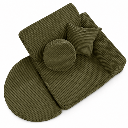 MeowBaby Kindersessel 3-in-1 Max Ästhetik Cord - faltbare Kindercouch &amp; Spielmatratze - Classic Cord Edition