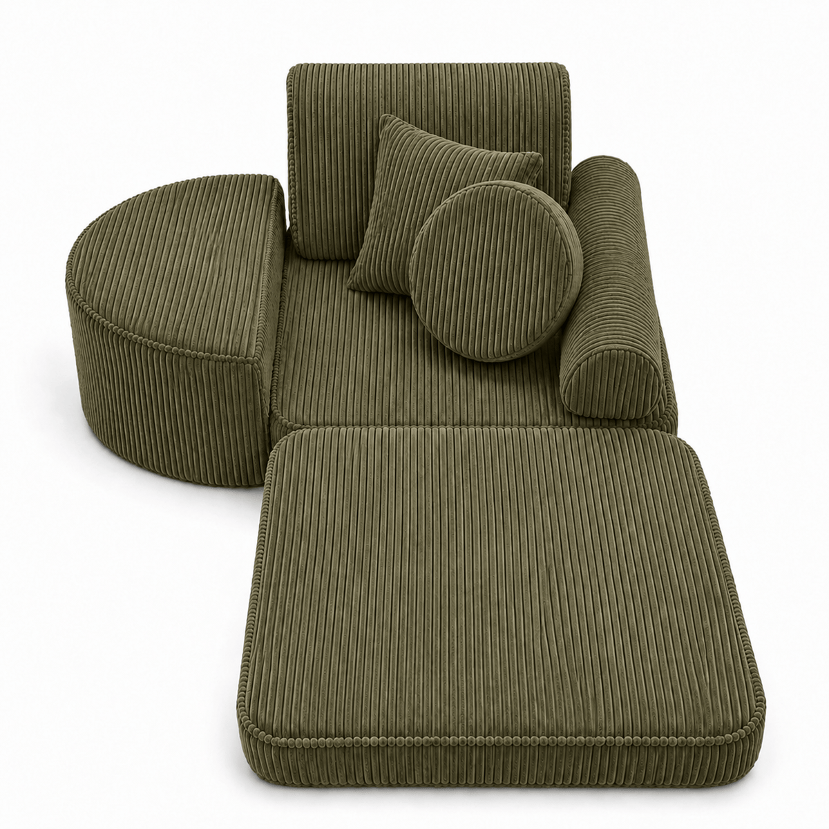 MeowBaby Kindersessel 3-in-1 Max Ästhetik Cord - faltbare Kindercouch &amp; Spielmatratze - Classic Cord Edition
