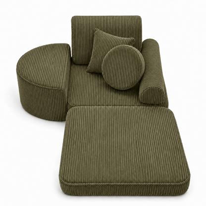 MeowBaby Kindersessel 3-in-1 Max Ästhetik Cord - faltbare Kindercouch &amp; Spielmatratze - Classic Cord Edition