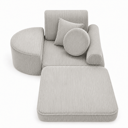 MeowBaby Kindersessel 3-in-1 Max Ästhetik Cord - faltbare Kindercouch &amp; Spielmatratze - Classic Cord Edition