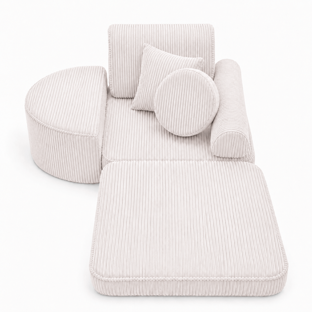 MeowBaby Kindersessel 3-in-1 Max Ästhetik Cord - faltbare Kindercouch &amp; Spielmatratze - Classic Cord Edition