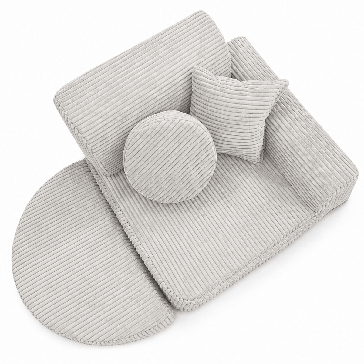 MeowBaby Kindersessel 3-in-1 Max Ästhetik Cord - faltbare Kindercouch &amp; Spielmatratze - Classic Cord Edition
