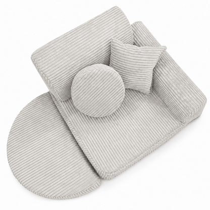 MeowBaby Kindersessel 3-in-1 Max Ästhetik Cord - faltbare Kindercouch &amp; Spielmatratze - Classic Cord Edition