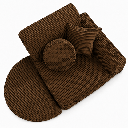 MeowBaby Kindersessel 3-in-1 Max Ästhetik Cord - faltbare Kindercouch &amp; Spielmatratze - Classic Cord Edition
