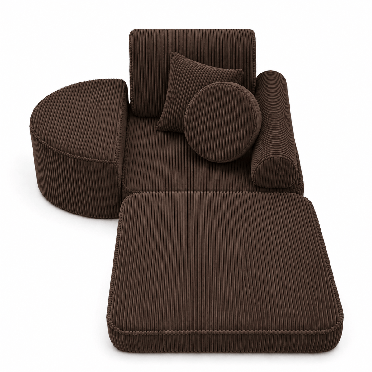 MeowBaby Kindersessel 3-in-1 Max Ästhetik Cord - faltbare Kindercouch &amp; Spielmatratze - Classic Cord Edition
