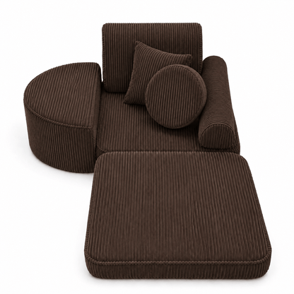 MeowBaby Kindersessel 3-in-1 Max Ästhetik Cord - faltbare Kindercouch &amp; Spielmatratze - Classic Cord Edition