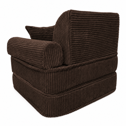 MeowBaby Kindersessel 3-in-1 Max Ästhetik Cord - faltbare Kindercouch &amp; Spielmatratze - Classic Cord Edition