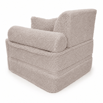 MeowBaby Kindersessel 3-in-1 Max Bearly - faltbare Kindercouch &amp; Spielmatratze - Soft Teddy Edition