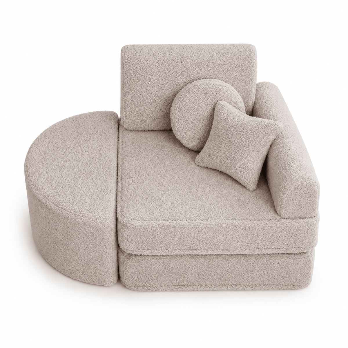 MeowBaby Kindersessel 3-in-1 Max Bearly - faltbare Kindercouch &amp; Spielmatratze - Soft Teddy Edition