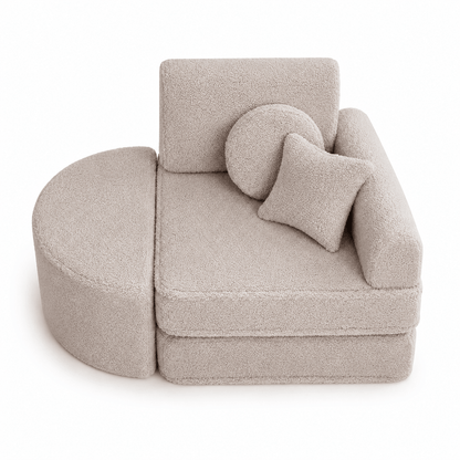 MeowBaby Kindersessel 3-in-1 Max Bearly - faltbare Kindercouch &amp; Spielmatratze - Soft Teddy Edition