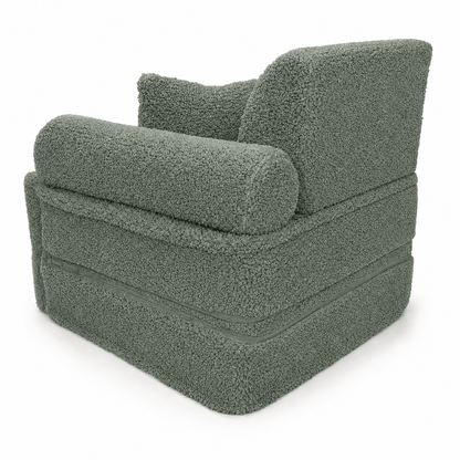 MeowBaby Kindersessel 3-in-1 Max Bearly - faltbare Kindercouch &amp; Spielmatratze - Soft Teddy Edition