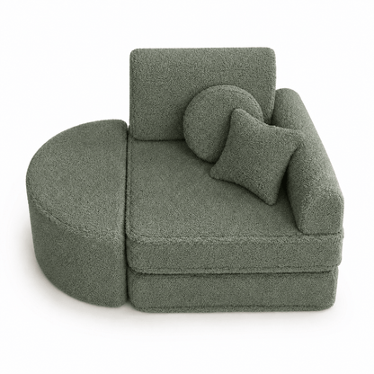 MeowBaby Kindersessel 3-in-1 Max Bearly - faltbare Kindercouch &amp; Spielmatratze - Soft Teddy Edition