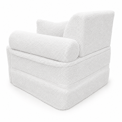MeowBaby Kindersessel 3-in-1 Max Bearly - faltbare Kindercouch &amp; Spielmatratze - Soft Teddy Edition