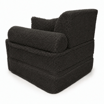 MeowBaby Kindersessel 3-in-1 Max Bearly - faltbare Kindercouch &amp; Spielmatratze - Soft Teddy Edition