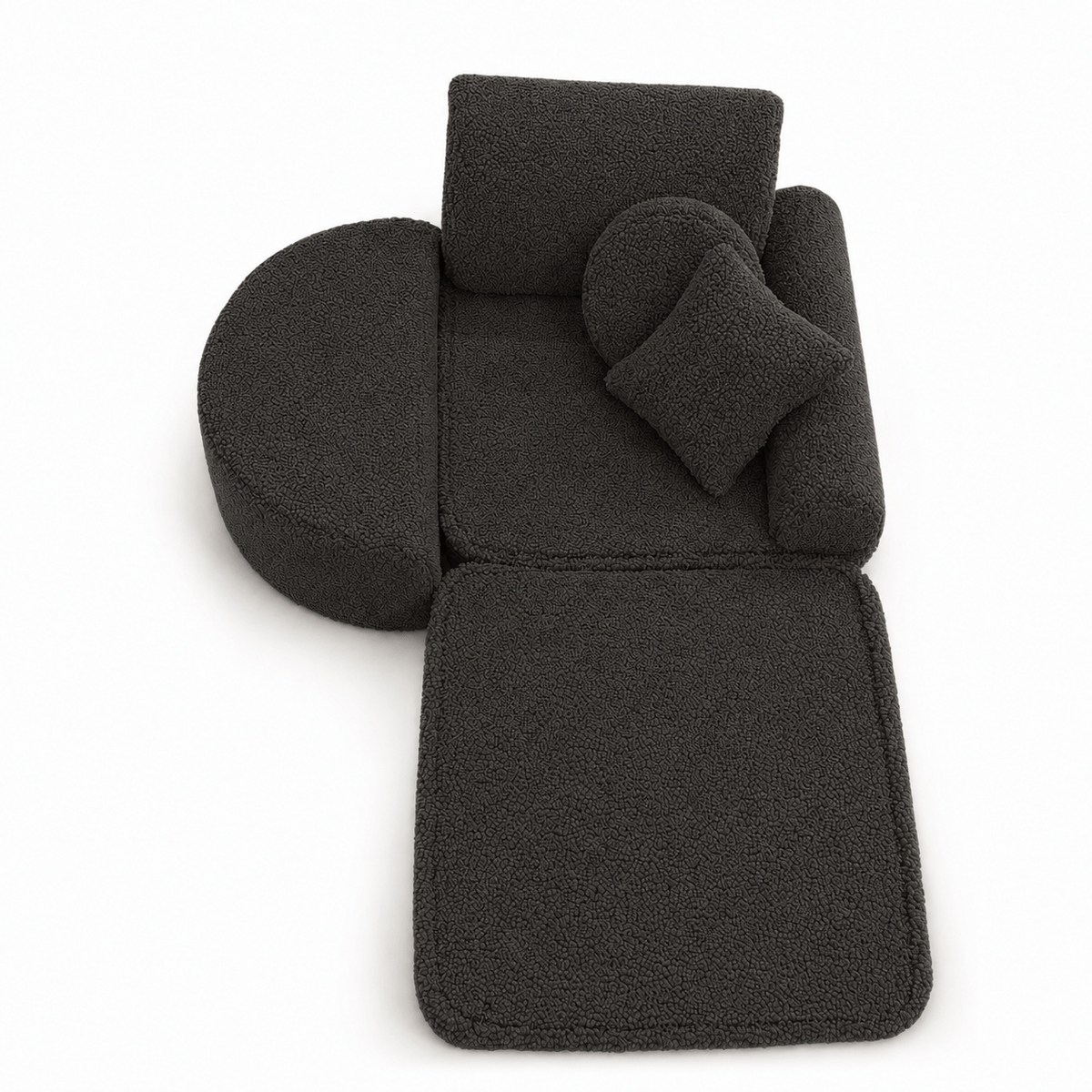 MeowBaby Kindersessel 3-in-1 Max Bearly - faltbare Kindercouch &amp; Spielmatratze - Soft Teddy Edition