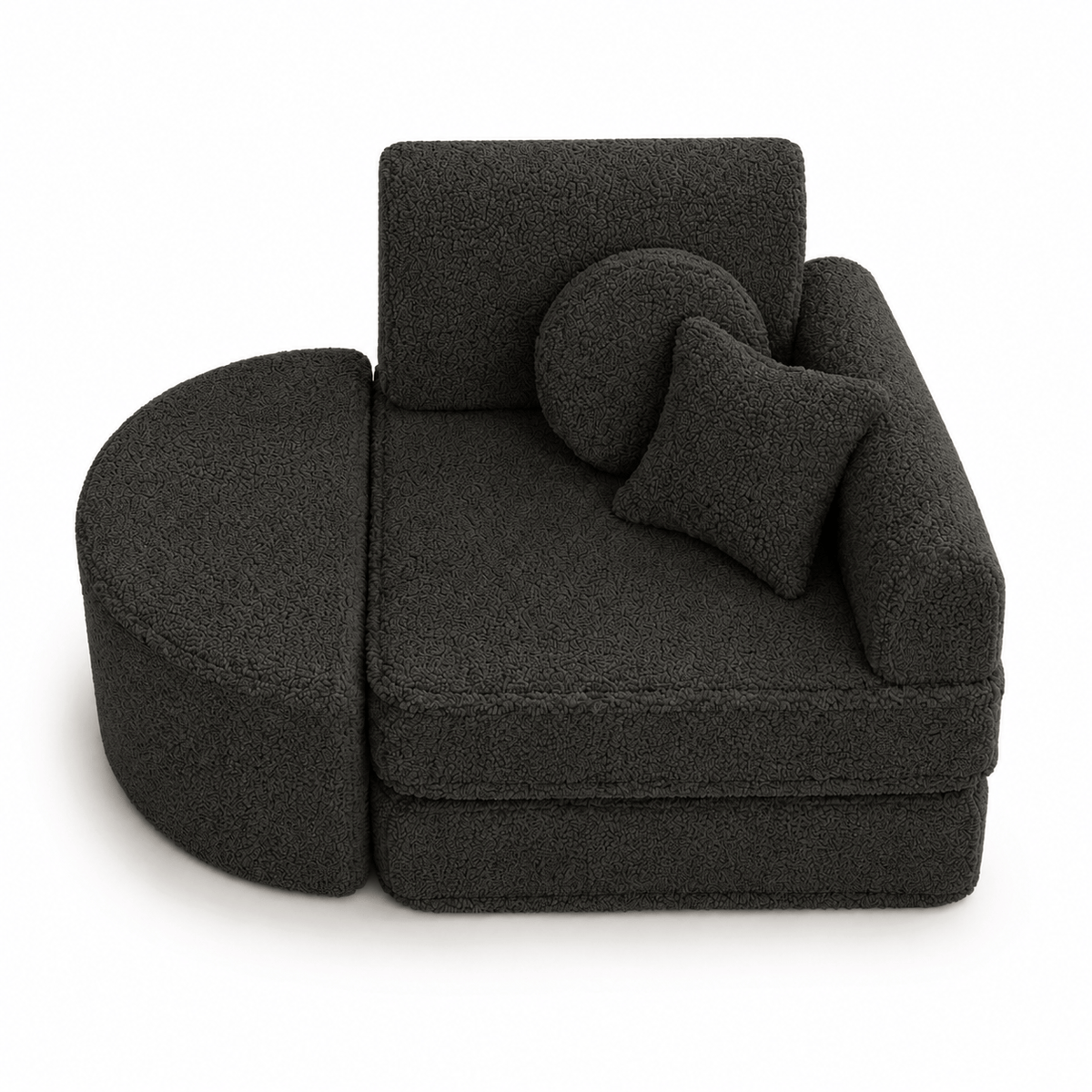 MeowBaby Kindersessel 3-in-1 Max Bearly - faltbare Kindercouch &amp; Spielmatratze - Soft Teddy Edition