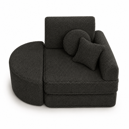 MeowBaby Kindersessel 3-in-1 Max Bearly - faltbare Kindercouch &amp; Spielmatratze - Soft Teddy Edition