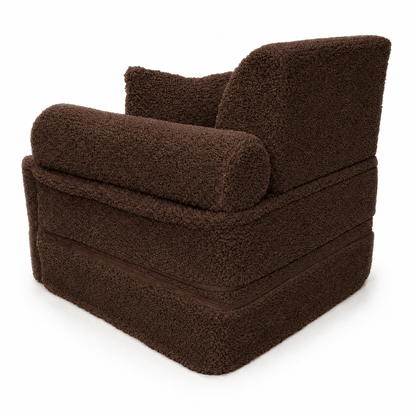 MeowBaby Kindersessel 3-in-1 Max Bearly - faltbare Kindercouch &amp; Spielmatratze - Soft Teddy Edition