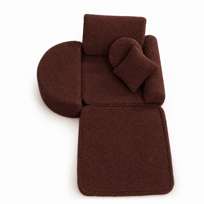 MeowBaby Kindersessel 3-in-1 Max Bearly - faltbare Kindercouch &amp; Spielmatratze - Soft Teddy Edition