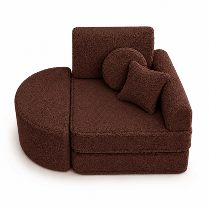 MeowBaby Kindersessel 3-in-1 Max Bearly - faltbare Kindercouch &amp; Spielmatratze - Soft Teddy Edition