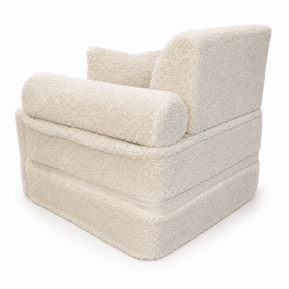 MeowBaby Kindersessel 3-in-1 Max Bearly - faltbare Kindercouch &amp; Spielmatratze - Soft Teddy Edition