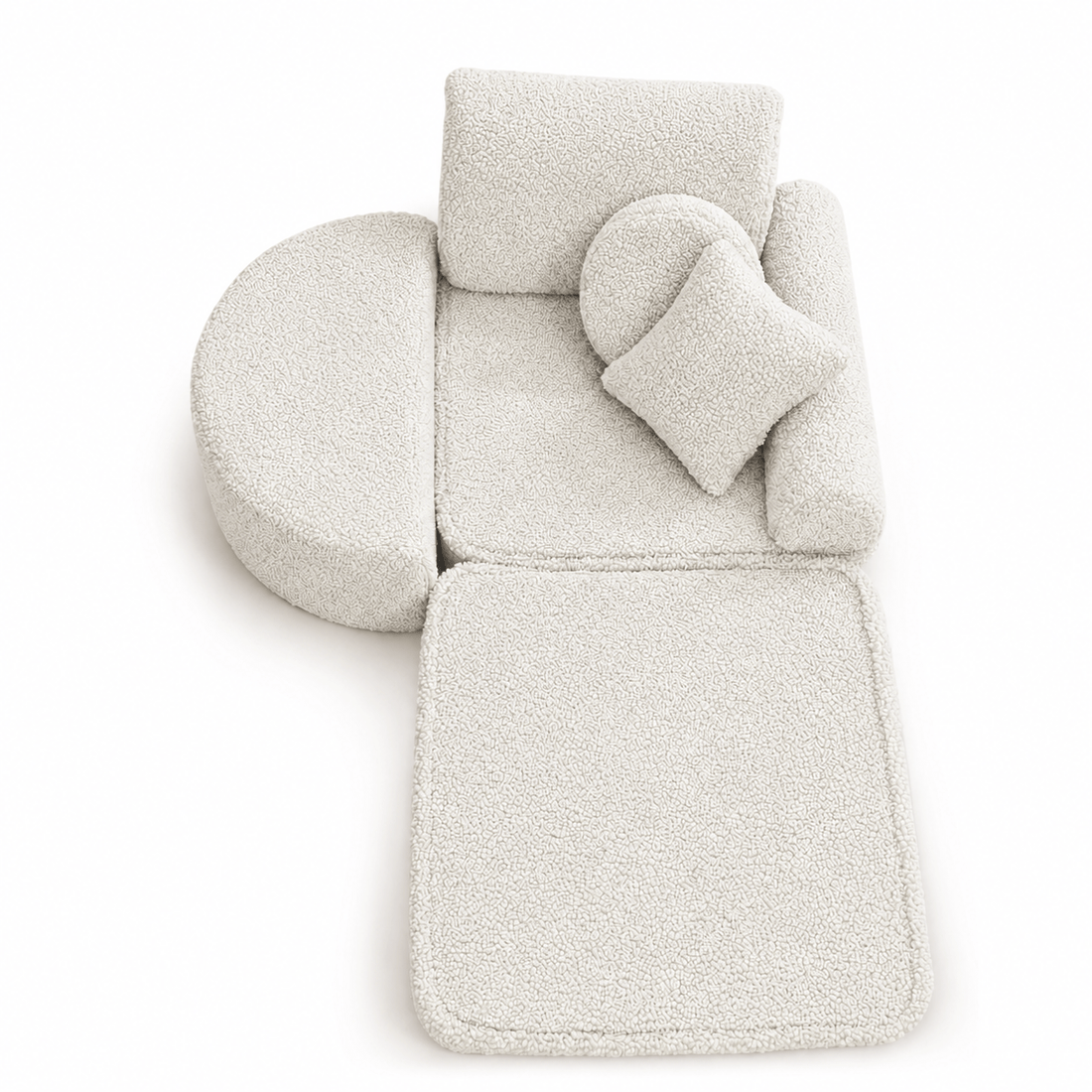 MeowBaby Kindersessel 3-in-1 Max Bearly - faltbare Kindercouch &amp; Spielmatratze - Soft Teddy Edition