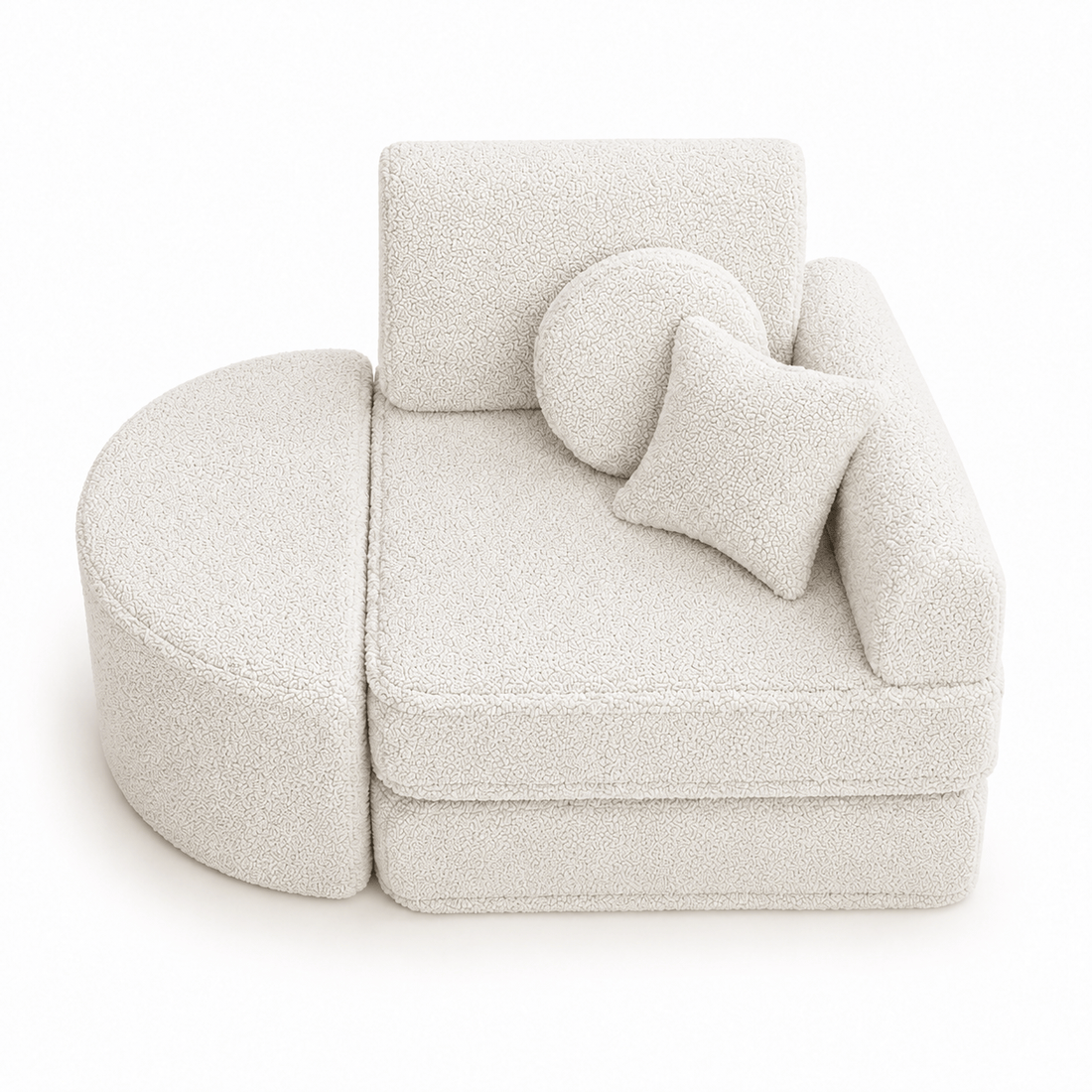 MeowBaby Kindersessel 3-in-1 Max Bearly - faltbare Kindercouch &amp; Spielmatratze - Soft Teddy Edition