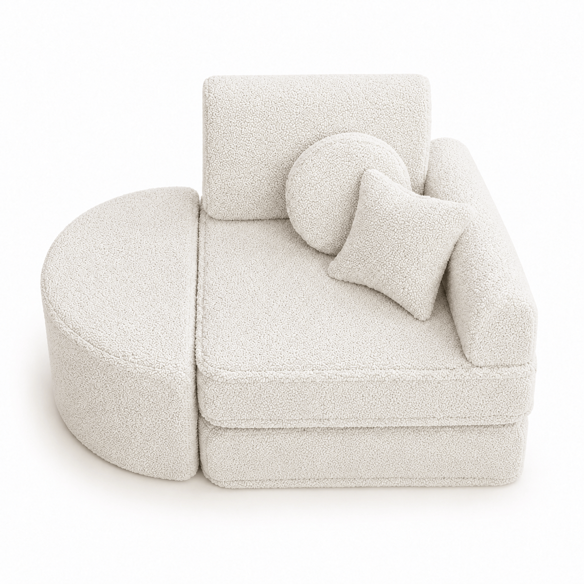 MeowBaby Kindersessel 3-in-1 Max Bearly - faltbare Kindercouch &amp; Spielmatratze - Soft Teddy Edition