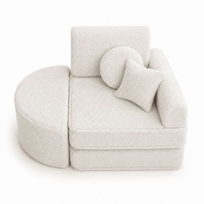 MeowBaby Kindersessel 3-in-1 Max Bearly - faltbare Kindercouch &amp; Spielmatratze - Soft Teddy Edition