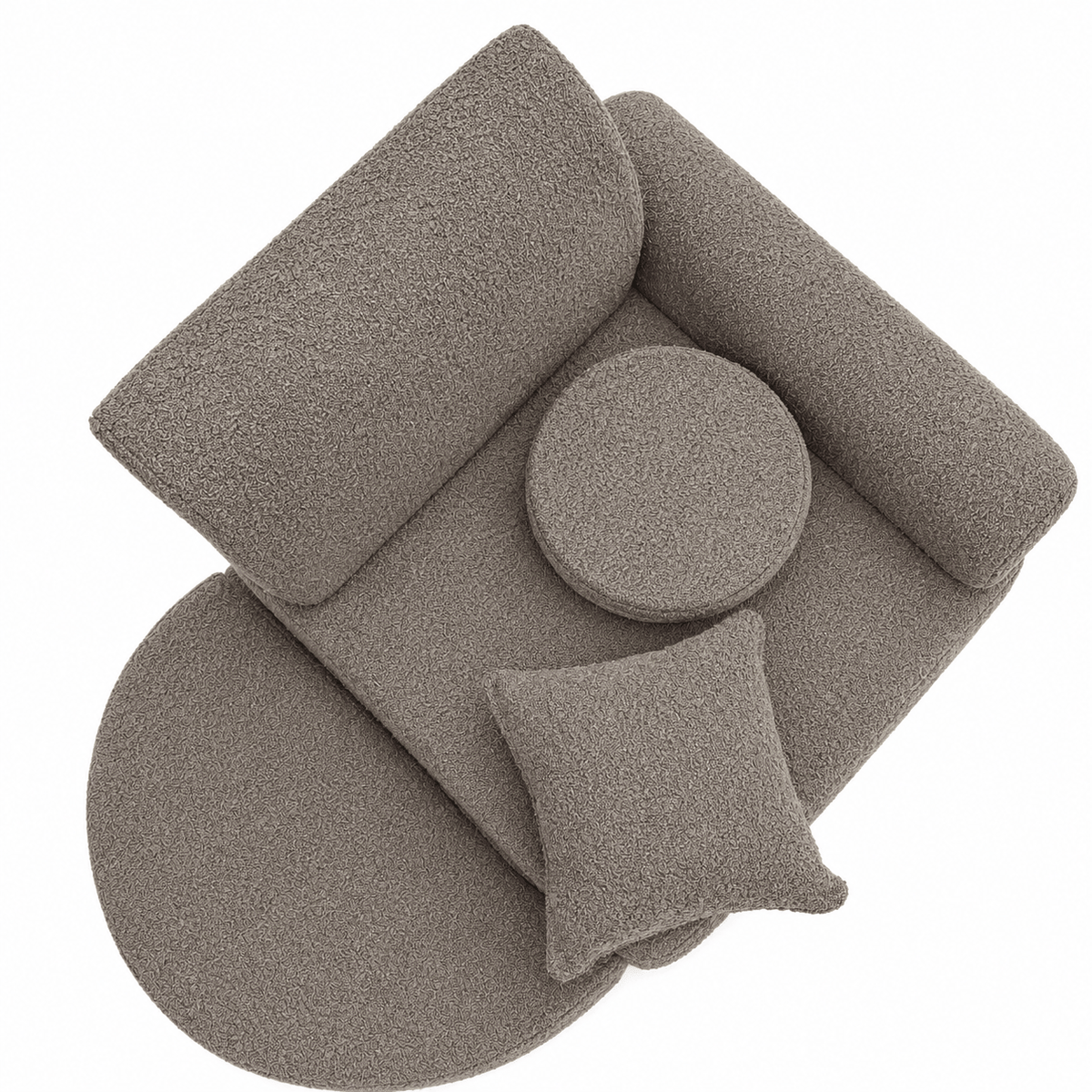 MeowBaby Kindersessel 3-in-1 Max Bouclé - faltbare Kindercouch &amp; Spielmatratze