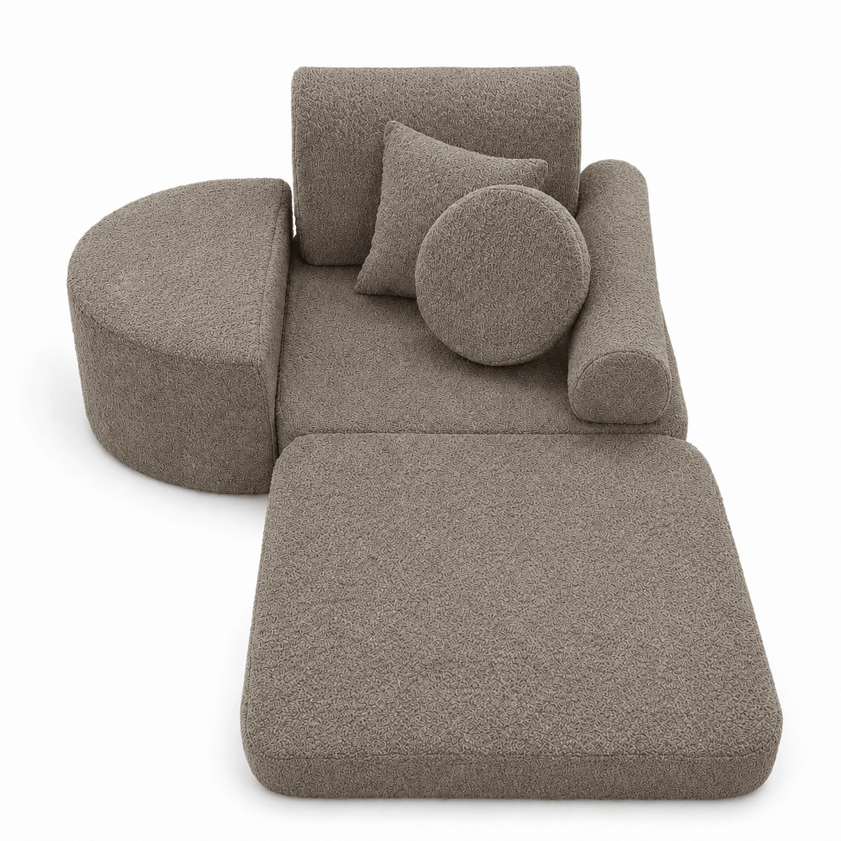 MeowBaby Kindersessel 3-in-1 Max Bouclé - faltbare Kindercouch &amp; Spielmatratze