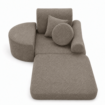 MeowBaby Kindersessel 3-in-1 Max Bouclé - faltbare Kindercouch &amp; Spielmatratze