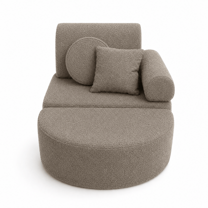MeowBaby Kindersessel 3-in-1 Max Bouclé - faltbare Kindercouch &amp; Spielmatratze