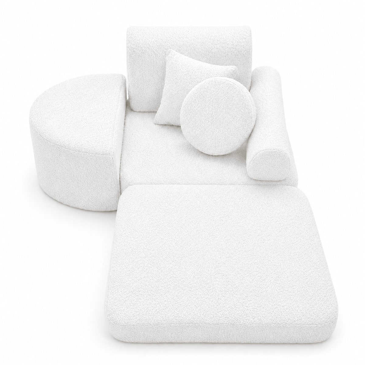 MeowBaby Kindersessel 3-in-1 Max Bouclé - faltbare Kindercouch &amp; Spielmatratze