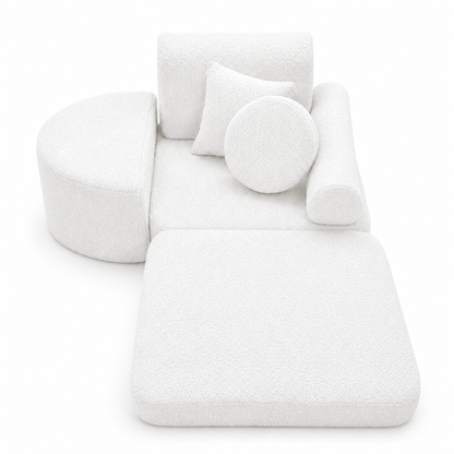 MeowBaby Kindersessel 3-in-1 Max Bouclé - faltbare Kindercouch &amp; Spielmatratze