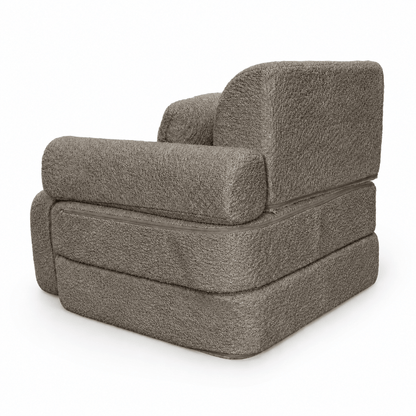 MeowBaby Kindersessel 3-in-1 Max Bouclé - faltbare Kindercouch &amp; Spielmatratze