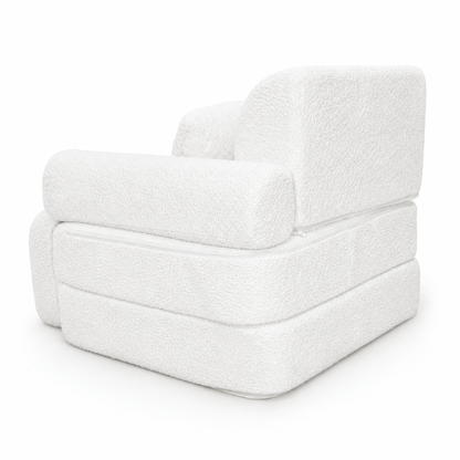 MeowBaby Kindersessel 3-in-1 Max Bouclé - faltbare Kindercouch &amp; Spielmatratze