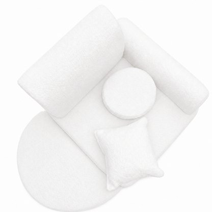 MeowBaby Kindersessel 3-in-1 Max Bouclé - faltbare Kindercouch &amp; Spielmatratze