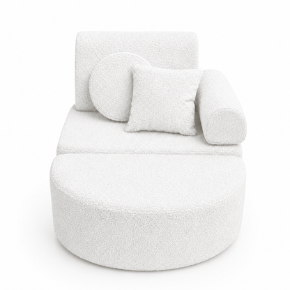 MeowBaby Kindersessel 3-in-1 Max Bouclé - faltbare Kindercouch &amp; Spielmatratze