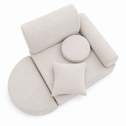 MeowBaby Kindersessel 3-in-1 Max Bouclé - faltbare Kindercouch &amp; Spielmatratze
