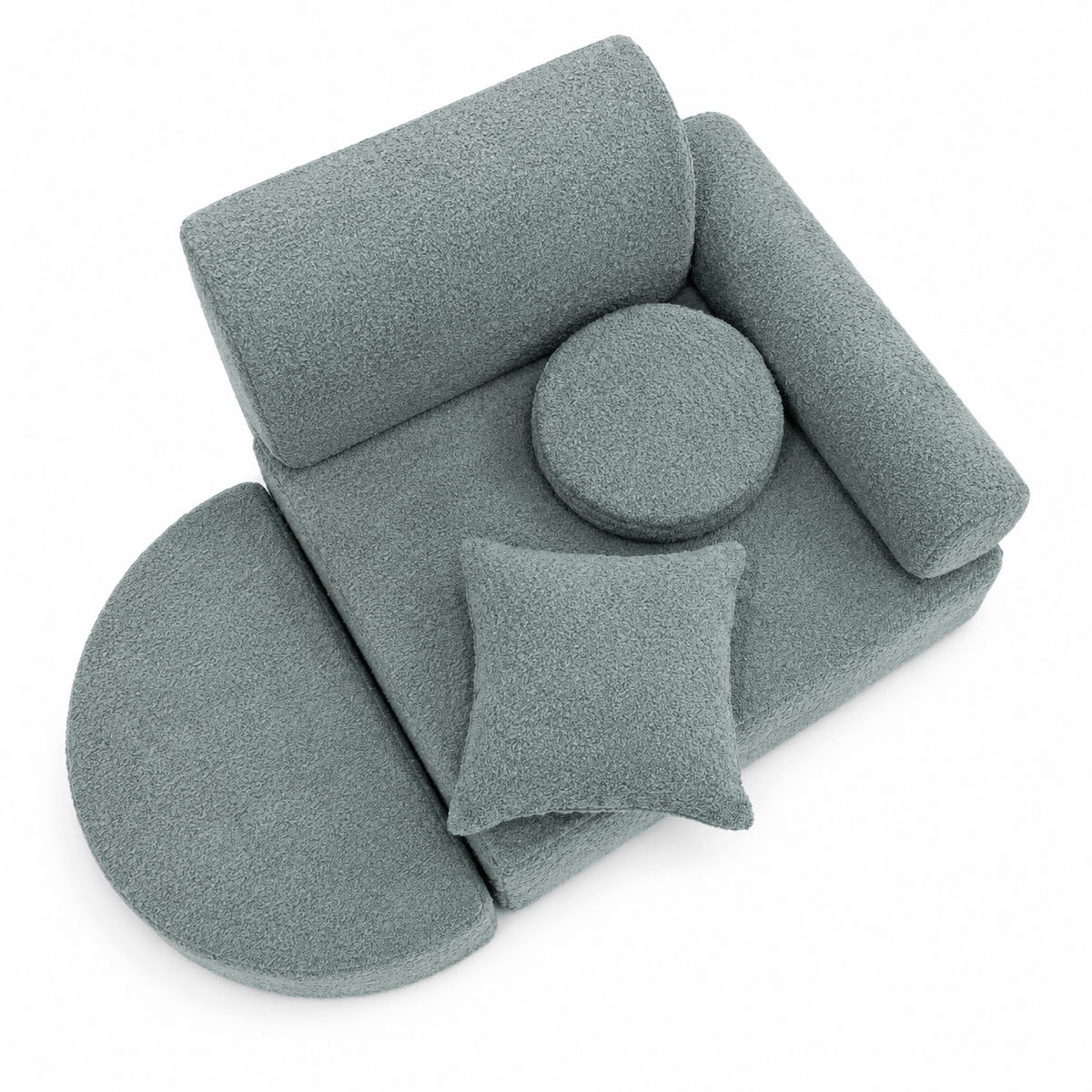 MeowBaby Kindersessel 3-in-1 Max Bouclé - faltbare Kindercouch &amp; Spielmatratze