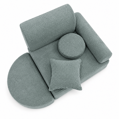 MeowBaby Kindersessel 3-in-1 Max Bouclé - faltbare Kindercouch &amp; Spielmatratze