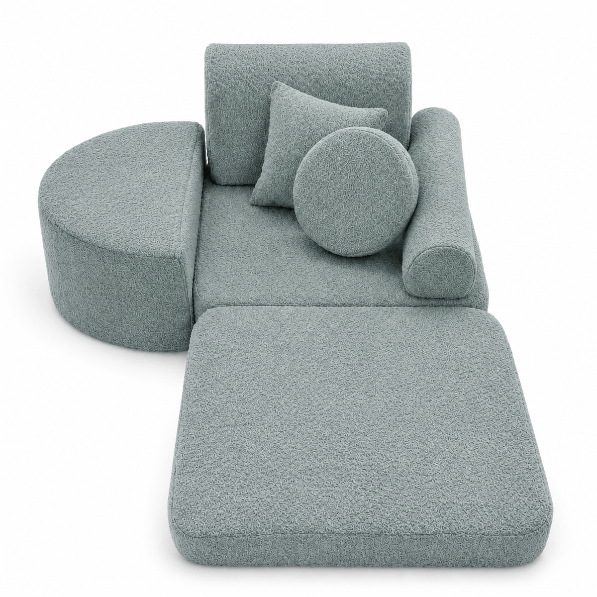 MeowBaby Kindersessel 3-in-1 Max Bouclé - faltbare Kindercouch &amp; Spielmatratze